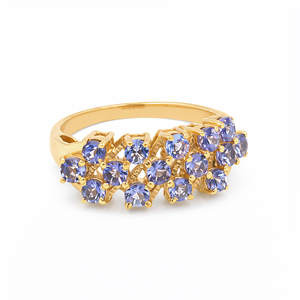 Anillo Clásico de Tanzanita con 13 Piedras Redondas Azules, Plata de Ley 925, Joyería de Diseño para Mujer - Product Image 3