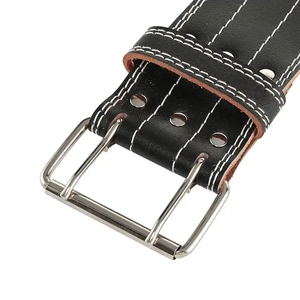 Cinturón de Gimnasio Profesional de Doble Hebilla de Cuero Vacuno, Transpirable, Ajustable, Resistente y Duradero para Levantamiento de Pesas y Protección en el Culturismo - Product Image 2