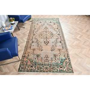 4.8x10.3 ft Vintage Rug, Turkish Rug, <b>Brown</b> Ombr <b>Wool</b> Rug - Product Image 4