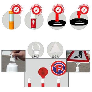 Red Traffic Warning <b>Post</b> with Buoy 2 Reflective Sides-100 X 6 cm - Product Image 2