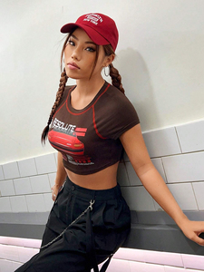 Couleurs unies, 100% coton, débardeur court décontracté pour femmes, manches courtes, été, entraînement, respirant, séchage rapide, vêtements de sport - Product Image 6