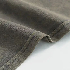 100% coton de haute qualité unisexe détresse broderie patchs col rond coupe ample Vintage lavé à l'acide Street Wear T-Shirt - Product Image 6