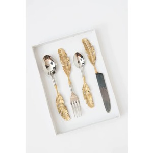 Cubiertos de acero inoxidable perfectos para utensilios de cocina de mesa, cafetería, hogar, cubiertos con acabado chapado en oro, juego de mango de diseñador de 5 - Product Image 6