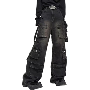 Pantalones Cargo informales rasgados para hombre, cintura elástica, cordón, pantalones transpirables para hombre, pantalones para correr, pantalones de chándal cónicos - Product Image 5