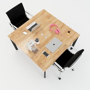 Concept HBOV012 Minimalist 2-Cluster Oval <b>Desk</b> 120x120 Assembly Melamine Wood Office Furniture for Bedroom/Office <b>Computer</b> Table - Product Image 3