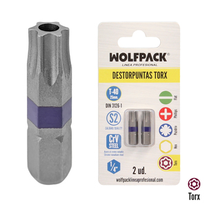 Set di Punte Torx T40 (2 Pezzi) in Acciaio S2 al Cromo Vanadio - Product Image 1