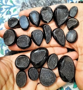 Agate Druzy noire naturelle Cabochon tranche de pierres précieuses en vrac 3-8mm de hauteur - Product Image 1