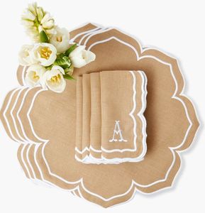 Rectangular plain linen <b>placemat</b> with hemstitch border handmade natural durable design for modern elegant <b>dining</b> <b>table</b> - Product Image 4