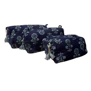 <b>WOODEN</b> <b>BLOCK</b> CRAFT INDIA Bohemian Tassel Pattern Zipper Closure Eco-Friendly Cotton Cosmetic Bag Portable Foldable Makeup - Product Image 3