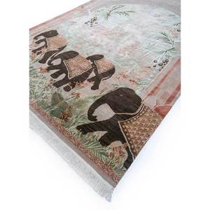 พรมขนสัตว์และไหมถักมือสีโรสเบจและสีน้ำตาล สำหรับห้องนั่งเล่นวัยรุ่นหรือทางเดิน ดีไซน์รูปสี่เหลี่ยมผืนผ้าแบบใหม่-SLR-7068 - Product Image 2