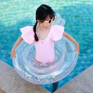Прозрачная оболочка со спинкой, плавающее детское плавательное кольцо для бассейна, Детская Надувная плавающая трубка для бассейна