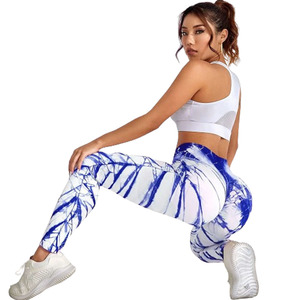 กางเกงเลกกิ้งออกกำลังกายไร้รอยต่อของผู้หญิงกางเกงโยคะน้ำหนักเบาระบายอากาศวัสดุผ้าสแปนเด็กซ์มัดย้อมผ้านุ่มกำหนดโลโก้ได้เอง - Product Image 6