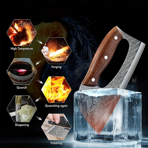 Couteau de cuisine traditionnel ambidextre multifonctionnel portable en acier Damas forgé à la main, personnalisable en gros, pour un travail plus facile - Product Image 6