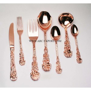 Cuivre poli cuisine cuillère décorative fourchette et couteaux ensemble qualité supérieure maison nouveauté Table à manger couverts ensemble en Inde - Product Image 1