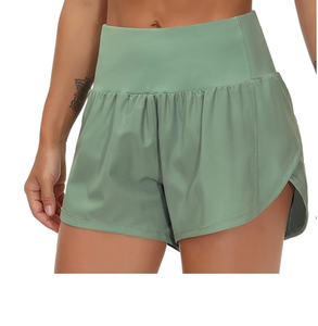 Shorts de course taille haute pour femmes GYM PEOPLE, shorts de sport athlétiques à séchage rapide avec doublure en mesh et poches zippées - Product Image 1