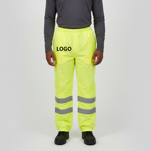 Pantalon de sécurité jaune haute visibilité réfléchissant de qualité supérieure, résistant à l'eau et aux déchirures, conforme à la norme ANSI Classe 2, avec logo personnalisé et éclairage LED. - Product Image 5