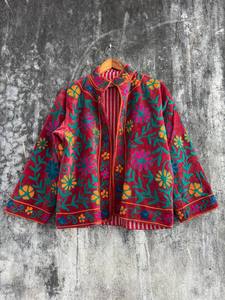 Handcrafted Luxury Velvet Suzani Embroidered Jacket for Women – Bohemian Statement <b>Coat</b> with Traditional Artisan Floral Design - Product Image 4