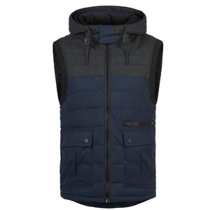 Gilet d'hiver léger pour hommes, sweat à capuche rembourré coupe ajustée, col montant, gilet sans manches, veste bouffante en tissu, poches compressibles et chaudes - Product Image 1