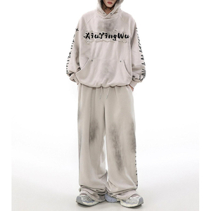 Survêtements d'hiver pour hommes en coton imprimé lourd, deux pièces, sweats à capuche et pantalons de survêtement - Product Image 2