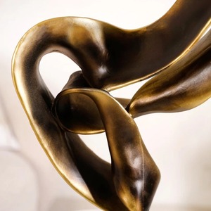 Sculpture abstraite en aluminium, statue d'art moderne, base carrée en pierre, durable, écologique, décoration de table, décoration de salon - Product Image 5