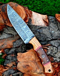 Lame en acier damas sur mesure Couteau de chasse Damas pour l'extérieur Couteau de camping à lame fixe supporté par OEM Qualité industrielle - Product Image 1