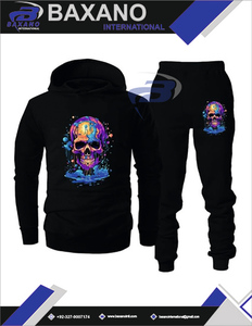 Conjuntos deportivos unisex para hombre, ropa de calle hip hop de invierno, sudadera con capucha y pantalones deportivos con estampado de calavera, conjunto deportivo ligero de anime. - Product Image 4