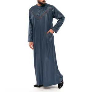 Ethische Jurk Moslim Traditionele Qatar Stijl Gebed Man Thobe Glanzende Kleuren Voor Islamitische Custom Gefabriceerde Daffah Voor Mannen