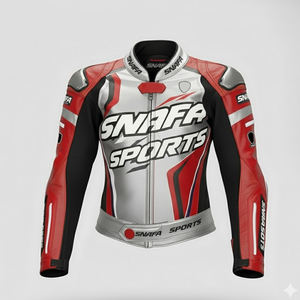 Veste en cuir de course de moto personnalisée pour homme, veste en cuir de motocross de protection, veste de moto personnalisée avec le nom de l'équipe - Product Image 1