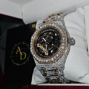 Đồng hồ nam cao cấp mặt chữ nhật vỏ thép mạ vàng, đính đá moissanite lấp lánh, máy Thụy Sĩ, vỏ thép không gỉ, kèm hộp. - Product Image 4