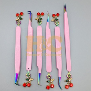 Cherry Tweezers Professional <b>Eyelash</b> Tweezers for <b>Eyelash</b> <b>Extension</b> Stainless Steel Precision Heart Style <b>mink</b> Tweezer - Product Image 2