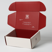 Boîte à bijoux personnalisée rouge foncé emballage en carton écologique avec impression ronde double face carton ondulé et doublure en éponge