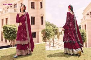 El último diseñador de ropa de fiesta india y pakistaní personalizable bordado Sharara Top y Dupatta Ropa Étnica al por mayor - Product Image 4