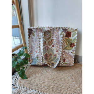 Grand sac fourre-tout en coton avec broderie, design estival écologique - Product Image 2
