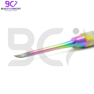Poussoir à cuticules à double extrémité finition arc-en-ciel en acier inoxydable de la plus haute qualité Faites vos propres poussoirs à cuticules les plus récents - Product Image 4