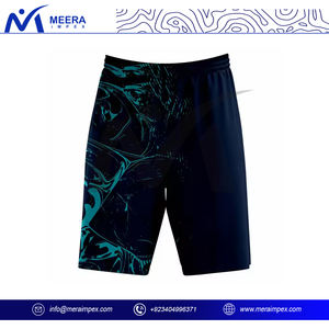 Short bleu marine personnalisé pour hommes, short de fitness léger sublimé à taille élastique pour hommes - Product Image 3
