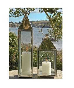 Lot de 2 lanternes décoratives d'extérieur/d'intérieur en acier inoxydable avec crochets suspendus et pot à bougies pour Noël Meilleures ventes - Product Image 1