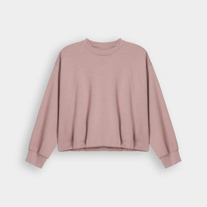 Nouveau Sweat-shirt Femme Respirant à Manches Longues, Couleur Unie Mauve Mat, Style Minimaliste, Col Montant, Design Tendance - Product Image 4