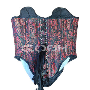 Corset Teddy en Brocart à Motif Paisley Gothique, avec Baleines en Acier et Effet Sculptant sur la Taille - Product Image 6