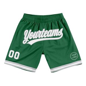 Industrie Direct Engro Sportswear Short de basket-ball Short de basket-ball personnalisé vert Kelly blanc-gris authentique Short de basket-ball rétro - Product Image 1