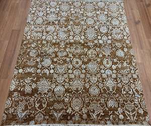 Tapis indien en viscose et laine noué à la main, luxueux, fait à la main, lavable, à poils longs, moderne, traditionnel, pour la décoration de la maison - Product Image 2