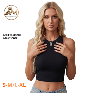 <b>Women's</b> Ribbed <b>Knit</b> Cropped <b>Tank</b> <b>Top</b> Crew Neck Sleeveless Slim Fit Crop Tee - Product Image 3