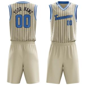 Maillot de basket-ball et short pour hommes rayure conception évacuation de l'humidité respirant 100% polyester tissu personnalisé uniforme de sport pour hommes - Product Image 1