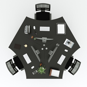 Mesa de Centro Contemporánea para 3 Personas con Patas de Acero, 240x208 cm, MConcept, Requiere Ensamblaje, para Oficina o Dormitorio (HBMC025) - Product Image 3