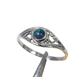 Opale éthiopienne 925 argent Sterling pierre précieuse bague élégante pierre naturelle bijoux faits à la main octobre pierre de naissance cadeau pour anniversaire - Product Image 1