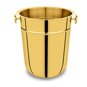 Handmade Gold Finished Brass Wine & <b>Beer</b> Chiller Round Shape Ice <b>Bucket</b> With Knob Handle for Wedding Parties Celebrations - Product Image 1