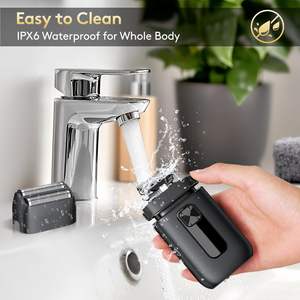 Afeitadora Eléctrica Recargable Negra para Hombre, Impermeable IPX7, con Doble Cuchilla Flotante y Recortadora para el Rostro - Product Image 5