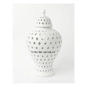 Pot et vase uniques de gingembre de créateur de fantaisie en métal de qualité supérieure enduit de poudre de couleur blanche d'Inde au prix impressionnant - Product Image 3