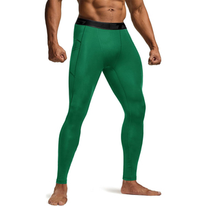 Mallas atléticas de cintura elástica transpirables de Spandex/nailon sólido de talla grande para hombre, pantalones deportivos para correr y gimnasio, compresión - Product Image 1