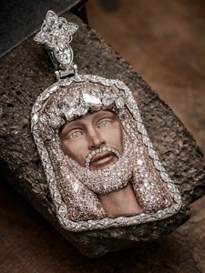 JESUS Face Custom VVS Moissanite Diamond Iced Out 925 Sterling <b>Silver</b> Micro Insert Religious Unisex Wear <b>Charm</b> Pendant - Product Image 6