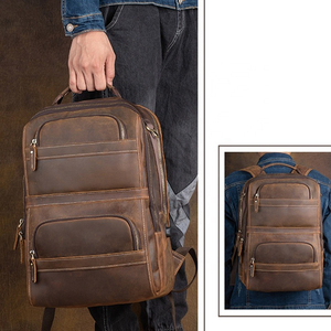 Sac à dos de voyage promotionnel pour homme, en cuir véritable tendance avec doublure en soie, motif paysage - Product Image 6